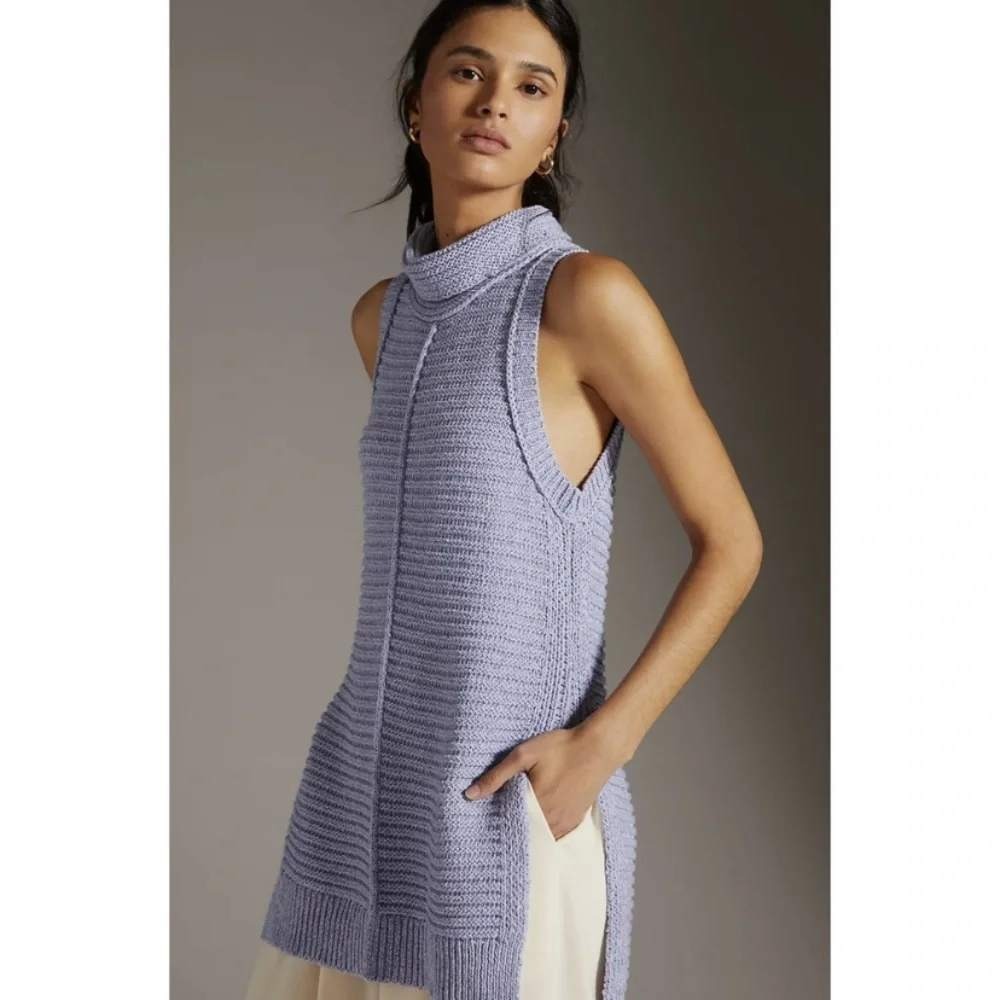 Pilcro Anthropologie NEW Cowl Neck Sleeveless Sweater Tunic 2X Lagenlook Artsy